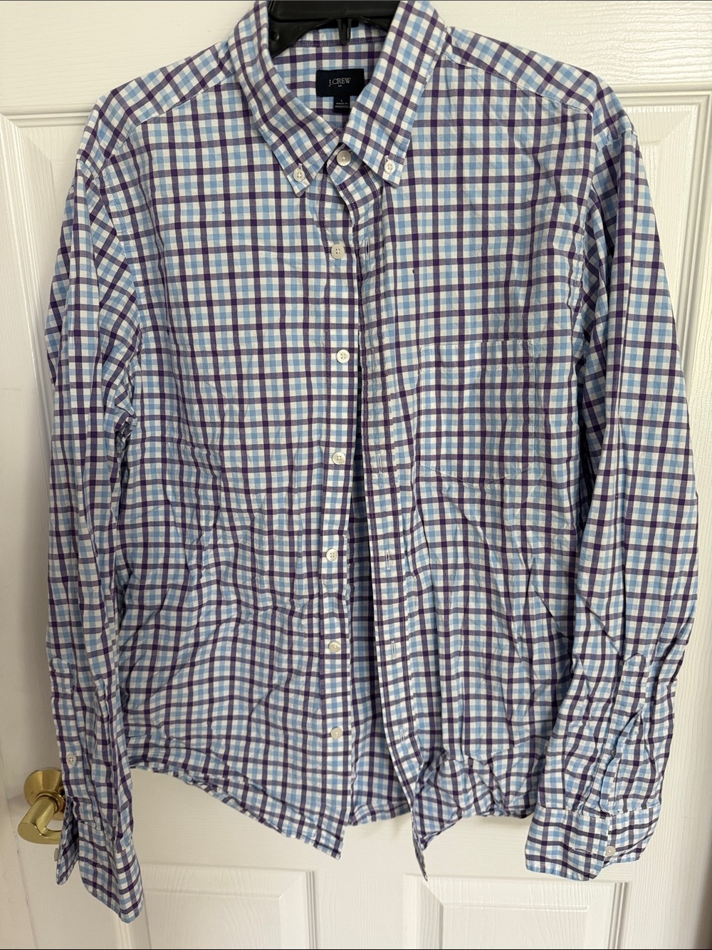 J. Crew Light Blue and Purple Check Button-Down Shirt